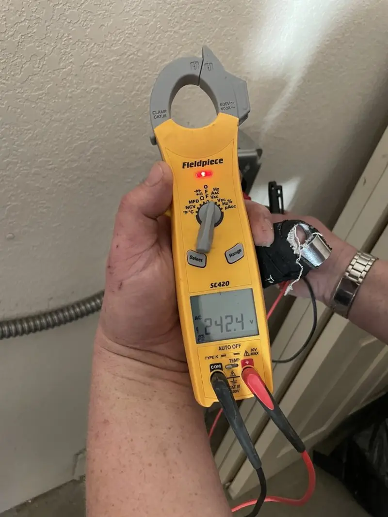 Voltage testing with clamp meter during Hot Tub / Pool Electrical Wiring in Pauls Valley